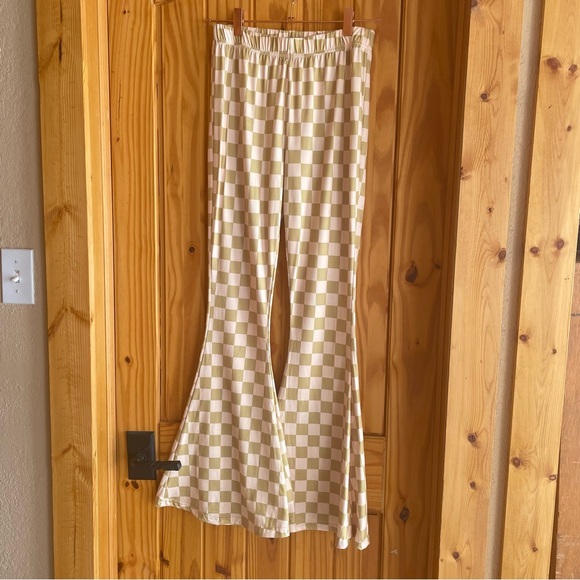 Daisy Del Sol Bell Bottoms - Green Checkerboard - Picture 4 of 10